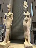تمثالان داخل المتحف المصري الكبير