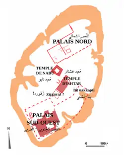 Plan of the Kuyunjik mound in Nineveh