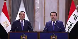 رئيس وزراء العراق محمد شياع السوداني ورئيس وزراء مصر مصطفى مدبولي في 30 كانون الثاني/يناير سنة 2025 ببغداد