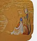 حفر على خشب MDF, معالجات بألوان الأكريليك. تصف النساء وعلاقاتهم مع بعضهم عبر المدرسة السريالية حيث تحور ثرثرات النساء مع بعضهم البعض الى براية أقلام رصاص بدل الوجوه! سنة العمل: 1986 م