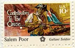 Salem Poor participated at the معركة بانكر هيل and was credited with wounding British Army officer James Abercrombie&nbsp;&nbsp;[لغات أخرى]‏.