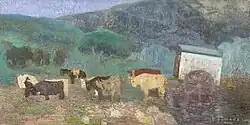 La carreta (óleo s/cartón) - The Oxcart (oil on cardboard) - 40x70cm