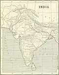 خريطة الهند لعام 1899 (تم تمييز كاليكوت وكوتشين فقط من ولاية كيرالا ).