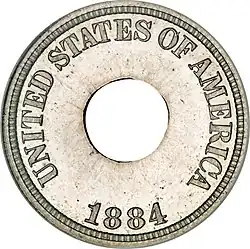 Obverse of the 1884 Eastman Johnson cent