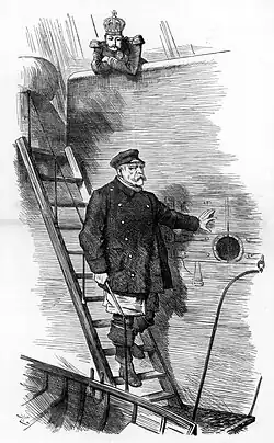 "Dropping the Pilot", 1890 Punch cartoon commenting on أوتو فون بسمارك's dismissal