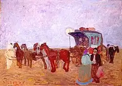 Recogiendo un pasajero (óleo s/cartón) Picking up a passenger - (oil on cardboard)