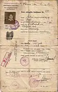 وثيقة سفر طارئة للاجئين من ليتوانيا عام 1940 استخدمها حاملها اليهودي للهروب إلى فلسطين الانتدابية
