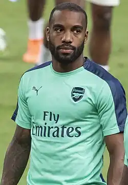 A coloured photograph of Alexandre Lacazette.