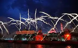 Fireworks at the كرملين on the night of 9 May