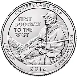 2016 America The Beautiful Quarters - Cumberland Gap Kentucky Reverse
