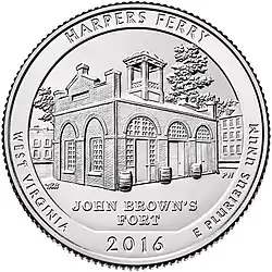 2016 America The Beautiful Quarters - Harpers Ferry West Virginia Reverse