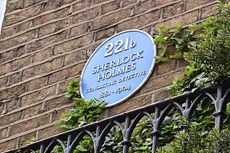 Blue Plaque with words 221B Baker Street, London