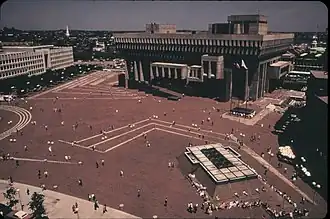 Overview, 1973, with distant view of Old North and I-93 (at left), and Faneuil Hall (at right)