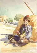 فلاح من البقاع. رسم بالألوان المائية لمصطفى فروخ.