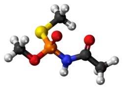 Ball-and-stick model of the acephate molecule