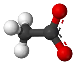 نموذج الكرة والعصا of the acetate anion
