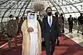 أحمد ناصر المحمد الصباح رفقة وزير الدفاع الأمريكي مارك إسبر، الكويت، 2020.
