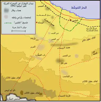 خريطة لمعركة العلمين الأولى.