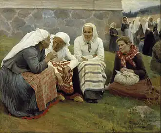 نساء خارج الكنسية في روكولاهتي، ألبرت إدلفلت, 1887