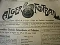 1re page d'un exemplaire de l'hebdomadaire Alger Football (aujourd'hui disparu), l'organe officiel de la Ligue Algéroise, N°1165, daté du vendredi 23 juin 1950.