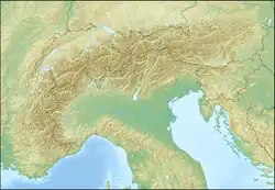 أوتزي على خريطة Alps