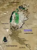 خريطة سياسية لجنوب بحر آرال والمناطق المحيطة بها