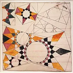 رسوم معمارية لأسقف معقودة في طهران من القرن التاسع عشر الميلادي.