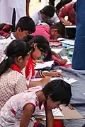 مسابقة للرسم أثناء احتفالات الباهيلا بيشاك في تشيتاغونغ