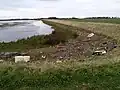 حطام طافٍ Flotsam متنوع في زاوية "Paull Tidal Lagoon" في «إيست ريدينغ» في «يوركشاير»، إنجلترا.