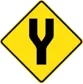 Australian Divided road ahead sign.