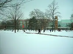 Fresh snowfall on the BGSU campus.