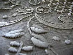 Calado embroidery on a barong tagalog