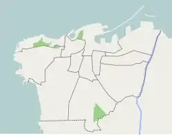 Map of Beirut with mark showing location of the Horsh