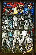 Reichssturmfahne في نافذة من الزجاج الملون في بيرن مينستر&nbsp;&nbsp;[لغات أخرى]‏ ، كاليفورنيا. 1450.