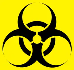 A black symbol on a yellow background