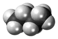 Space-filling model of the butane molecule