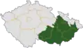 Map indicating the extent of Moravia within the Czech Republic