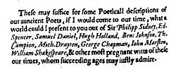 Extract from a book praising several poets including Shakespeare.