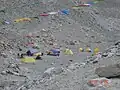 Climbers' tents in the restricted area beyond the area open to tourists.