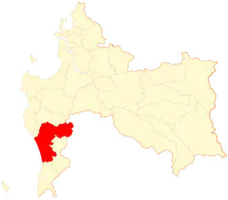 Location of the Cañete commune in Biobío Region