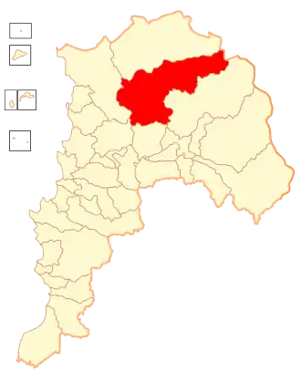Map of Cabildo commune in the Valparaíso Region