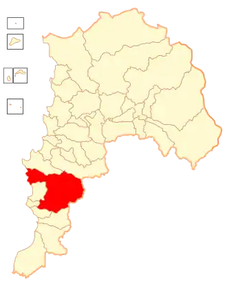 Map of the Casablanca commune in the إقليم فالبارايسو