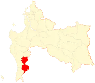 Map of the Contulmo commune in the Biobío Region