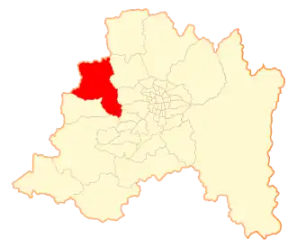 Location of the Curacaví commune in the منطقة سانتياغو متروبوليتان