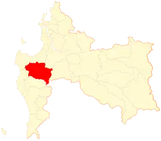Location of the Curanilahue commune in the Biobío Region