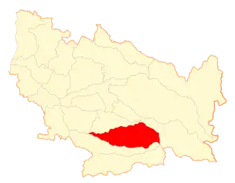 Map of the commune of El Carmen in the Biobío Region