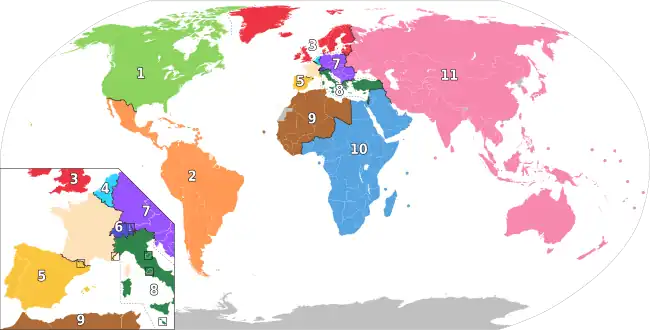 خارطة الدوائر التشريعية للفرنسيين المقيمين في الخارج.