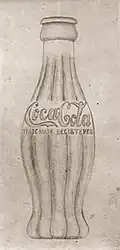 رسم مفهوم إيرل آر دين&nbsp;&nbsp;[لغات أخرى]‏ الأصلي لعام 1915 لزجاجة كوكا كولا