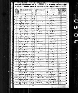 تعداد السكان عام 1850 تظهر به معلومات عن ويليام كولي