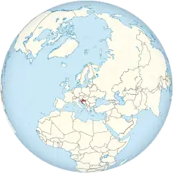 Map showing Croatia in an orthographic projection